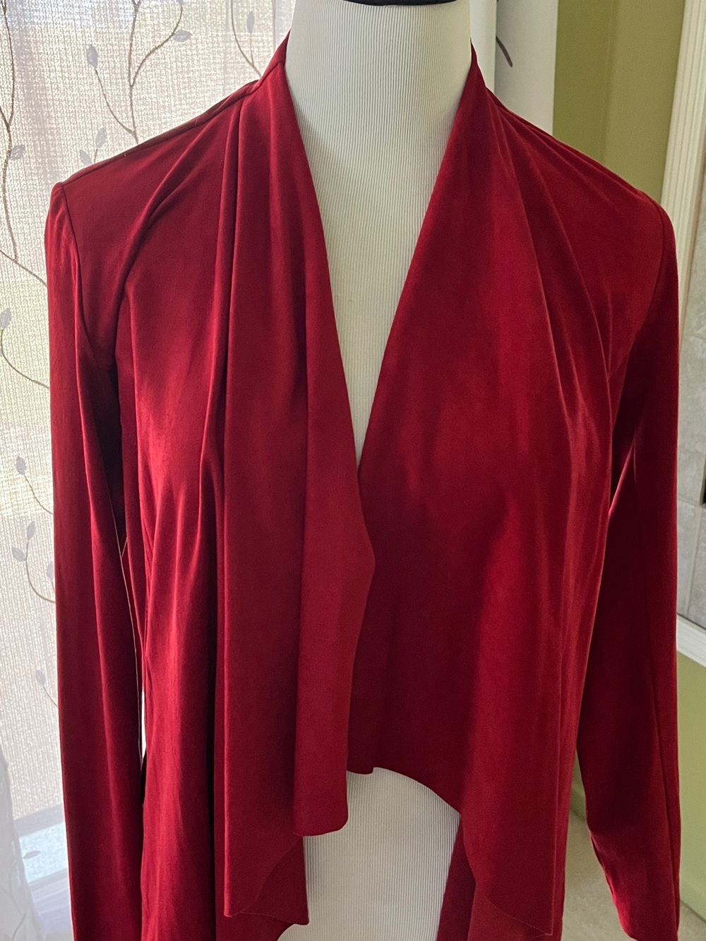 INC International Concepts Faux Leather Draped Open Front Jacket..NWT